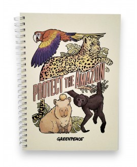 Libreta espiral Protect the Amazon con ilustraciones de animales amazónicos
