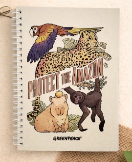 Libreta reciclada Protect the Amazon con ilustraciones de animales