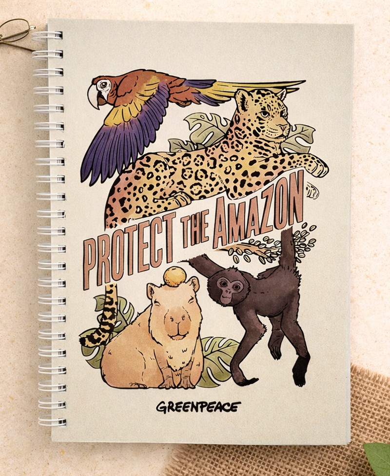 Libreta reciclada Protect the Amazon con ilustraciones de animales