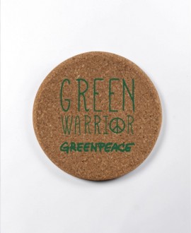 Espejo de bolsillo de corcho natural con diseño Green Warrior