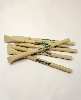 Bolígrafos ecológicos de cartón reciclado con logo Greenpeace