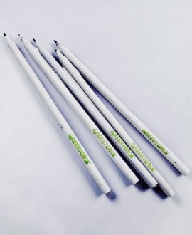 Lápices ecológicos blancos con logo Greenpeace