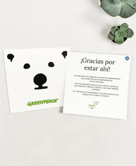 Tarjetas Greenpeace con mensaje de agradecimiento y diseño de oso polar