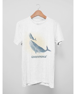 Camiseta blanca con ilustración de ballenas Greenpeace